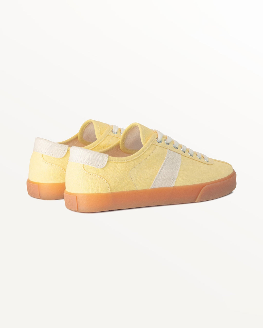 Looper Hemp Butter/Ecru trainers, three-quarter rear view showing ecru heel tabs